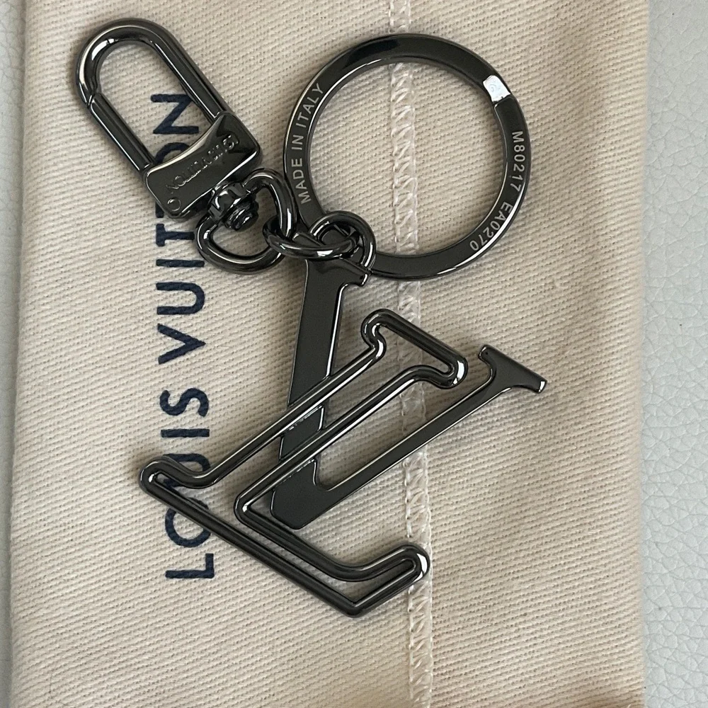 Louis Vuitton Gunmetal LV Initial Key Holder - Dark Metallic